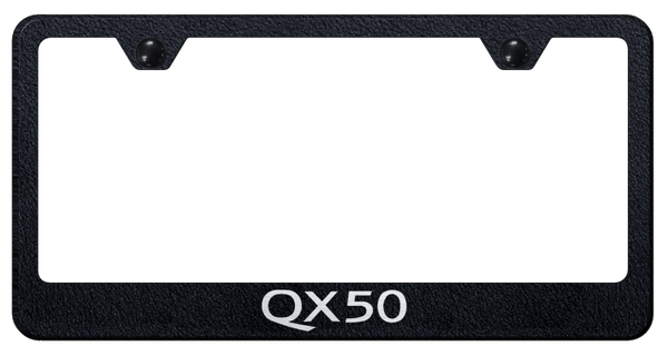 Infiniti QX50 Stainless Steel Frame - Laser Etched Rugged Black License Plate Frame - LF.QX50.ERB