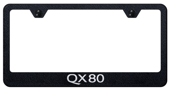 Infiniti QX80 Stainless Steel Frame - Laser Etched Rugged Black License Plate Frame - LF.QX80.ERB