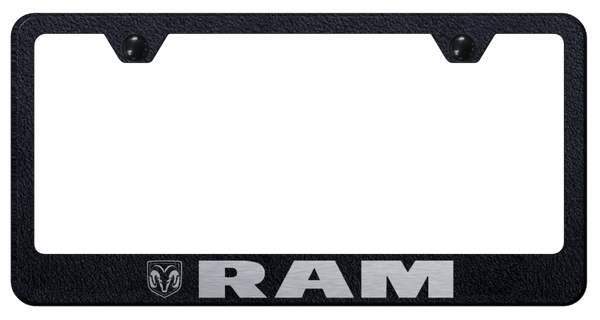 RAM Ram Stainless Steel Frame - Laser Etched Rugged Black License Plate Frame - LF.RAM.ERB