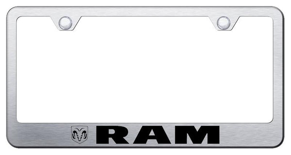 Dodge Ram Logo Brushed Stainless Steel Laser Etched Standard License Frame - LF.RAM.ES