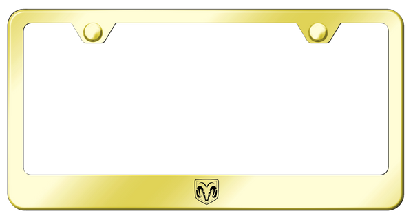 RAM Ram Head Stainless Steel Frame - Laser Etched Gold License Plate Frame - LF.RAMH.EG