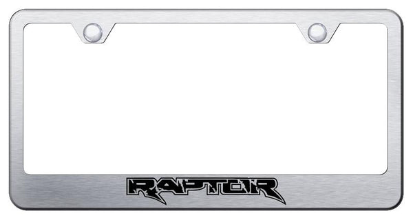 Ford Raptor Brushed Stainless Steel Laser Etched Standard License Frame - LF.RAP.ES