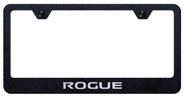 Nissan Rogue Stainless Steel Frame - Laser Etched Rugged Black License Plate Frame - LF.ROG.ERB