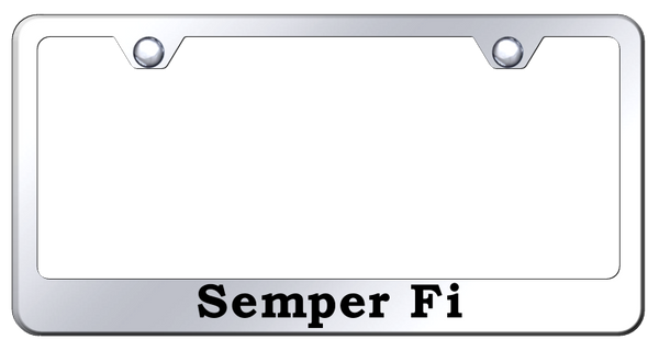 Semper Fi Stainless Steel Frame - Laser Etched Mirrored License Plate Frame - LF.SEFI.EC