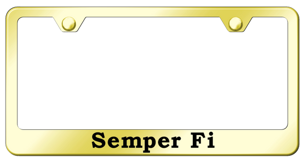 Semper Fi Stainless Steel Frame - Laser Etched Gold License Plate Frame - LF.SEFI.EG