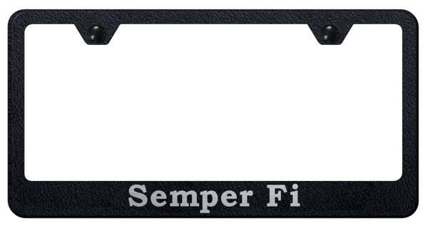 Semper Fi Stainless Steel Frame - Laser Etched Rugged Black License Plate Frame - LF.SEFI.ERB