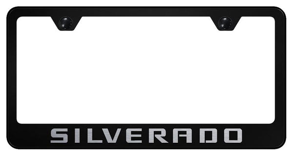 Chevrolet Silverado Black Laser Etched Standard License Frame - LF.SIL.EB