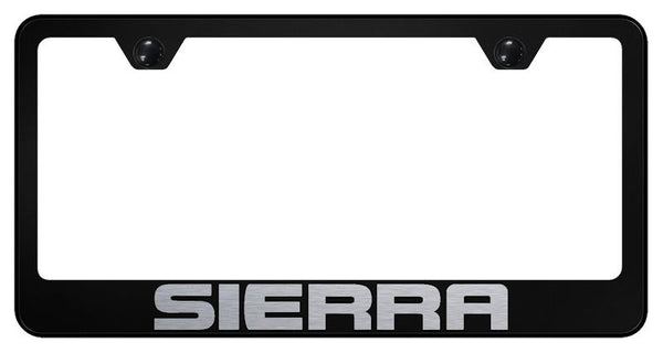 GMC Sierra Black Laser Etched Standard License Frame - LF.SRR.EB