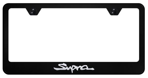 Toyota Supra Stainless Steel Frame - Laser Etched Black License Plate Frame - LF.SUP.EB