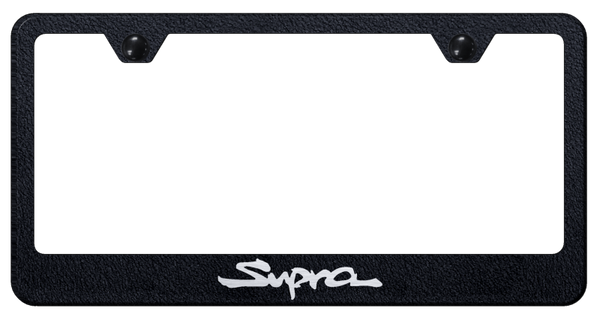 Toyota Supra Stainless Steel Frame - Laser Etched Rugged Black License Plate Frame - LF.SUP.ERB