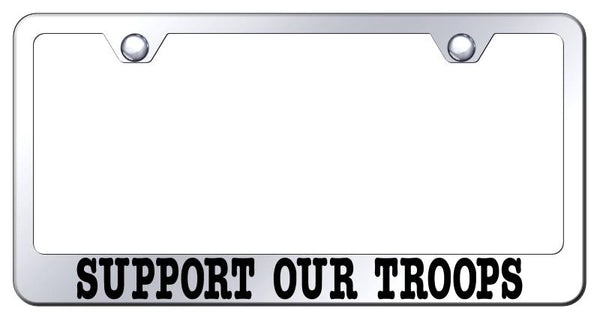 Support Our Troops Chrome Laser Etched Standard License Frame - LF.SUT.EC