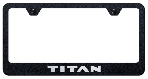 Nissan Titan Stainless Steel Frame - Laser Etched Rugged Black License Plate Frame - LF.TIT.ERB