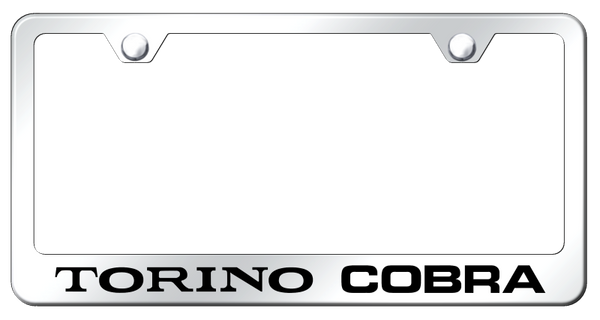 Ford Torino Cobra Stainless Steel Frame - Laser Etched Mirrored License Plate Frame - LF.TORC.EC