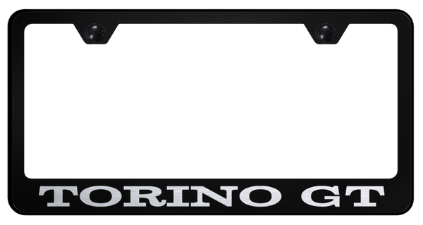 Ford Torino GT Stainless Steel Frame - Laser Etched Black License Plate Frame - LF.TORGT.EB