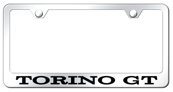 Ford Torino GT Stainless Steel Frame - Laser Etched Mirrored License Plate Frame - LF.TORGT.EC