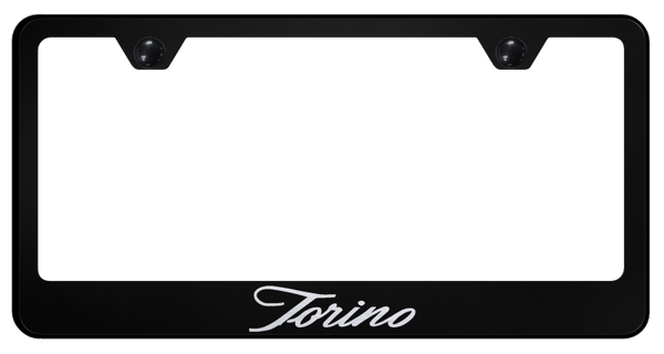 Ford Torino Script Stainless Steel Frame - Laser Etched Black License Plate Frame - LF.TORS.EB