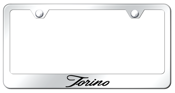 Ford Torino Script Stainless Steel Frame - Laser Etched Mirrored License Plate Frame - LF.TORS.EC