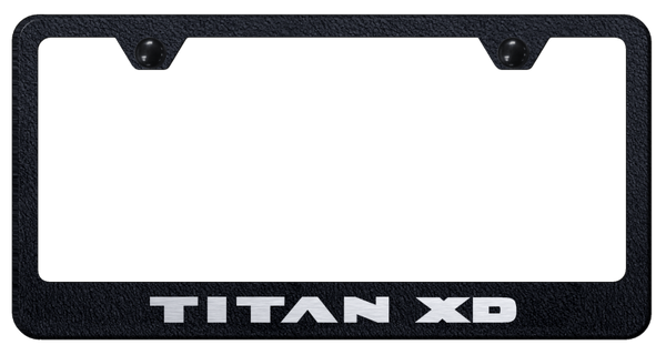 Nissan Titan XD Stainless Steel Frame - Laser Etched Rugged Black License Plate Frame - LF.TXD.ERB