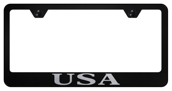 USA Black Laser Etched Standard License Frame - LF.USA.EB