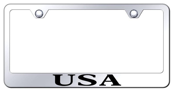 USA Chrome Laser Etched Standard License Frame - LF.USA.EC