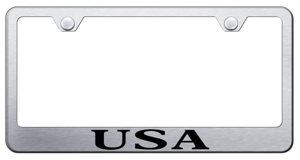 USA Stainless Steel Frame - Laser Etched Brushed License Plate Frame - LF.USA.ES