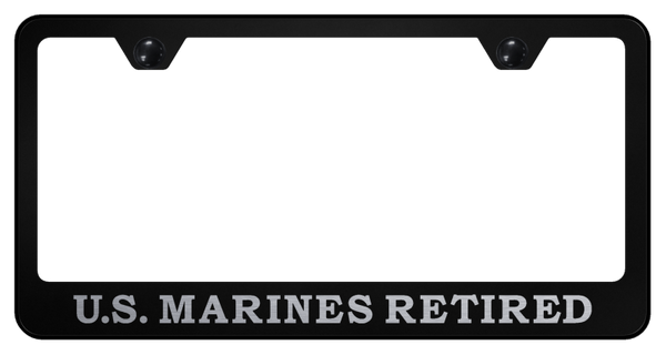 U.S. Marines Retired Stainless Steel Frame - Etched Black License Plate Frame - LF.USMCR.EB