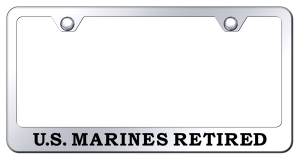 U.S. Marines Retired Stainless Steel Frame - Etched Mirrored License Plate Frame - LF.USMCR.EC