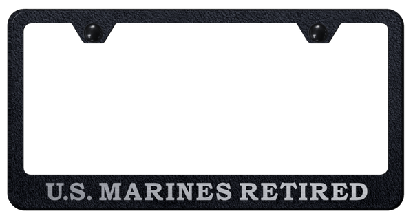 U.S. Marines Retired Stainless Frame - Etched Rugged Black License Plate Frame - LF.USMCR.ERB