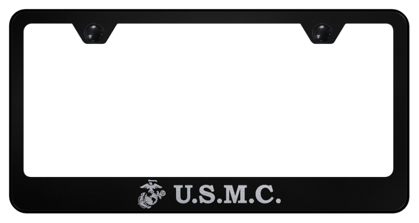 U.S.M.C. Stainless Steel Frame - Laser Etched Black License Plate Frame - LF.USMC.EB