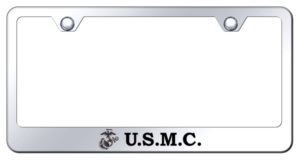 U.S.M.C. Stainless Steel Frame - Laser Etched Mirrored License Plate Frame - LF.USMC.EC