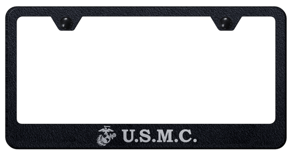 U.S.M.C. Stainless Steel Frame - Laser Etched Rugged Black License Plate Frame - LF.USMC.ERB