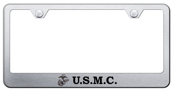 U.S.M.C. Stainless Steel Frame - Laser Etched Brushed License Plate Frame - LF.USMC.ES