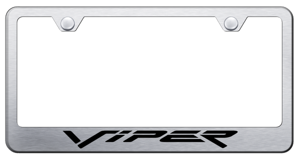 Dodge Viper (Fangs) Stainless Steel Frame - Laser Etched Brushed License Plate Frame - LF.VIP.ES