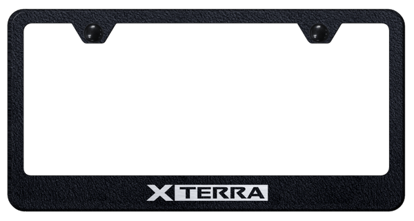 Nissan Xterra Stainless Steel Frame - Laser Etched Rugged Black License Plate Frame - LF.XTE.ERB