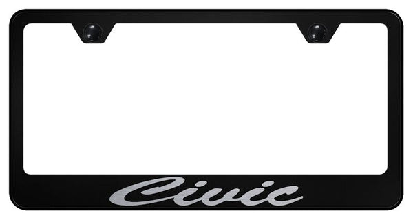 Honda Civic Black Laser Etched Standard License Frame - LFS.CIV.EB