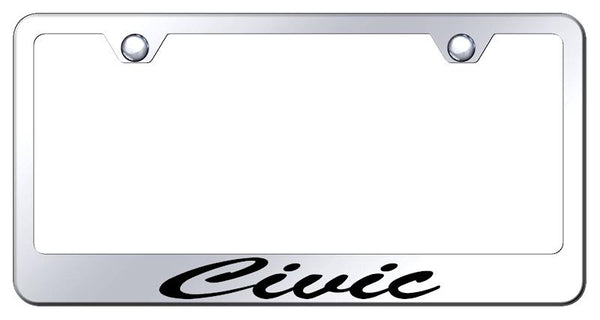 Honda Civic Chrome Laser Etched Standard License Frame - LFS.CIV.EC