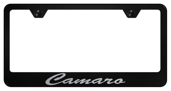 Chevrolet Camaro Black Laser Etched Standard License Frame - LFS.CMR.EB