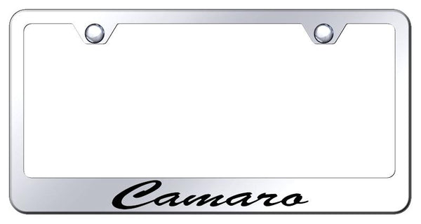 Chevrolet Camaro Chrome Laser Etched Standard License Frame - LFS.CMR.EC