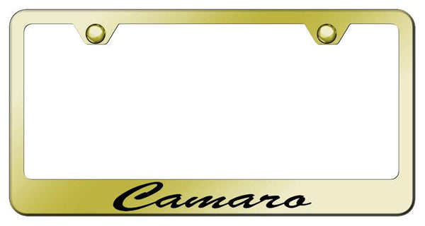 Chevrolet Camaro Gold Laser Etched Standard License Frame - LFS.CMR.EG