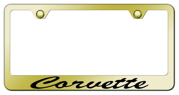 Chevrolet Corvette Gold Laser Etched Standard License Frame - LFS.COV.EG