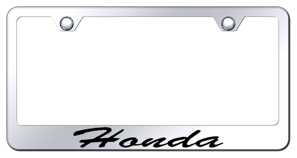 Honda Honda Script Stainless Steel Frame - Laser Etched Mirrored License Plate Frame - LFS.HON.EC