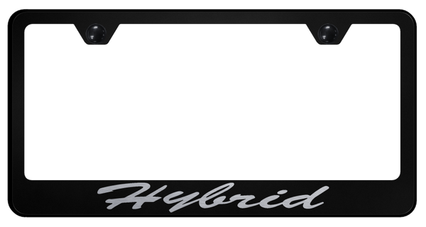 Hybrid Script Stainless Steel Frame - Laser Etched Black License Plate Frame - LFS.HYB.EB