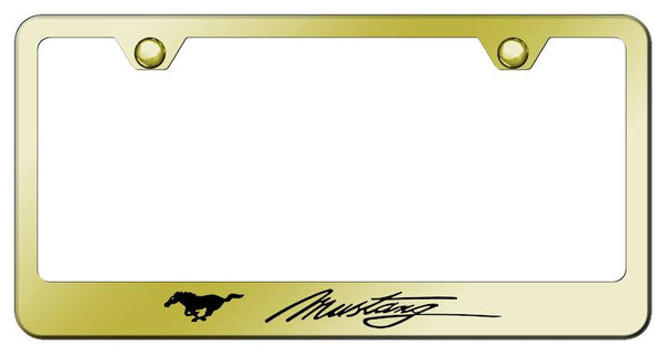 Ford Mustang Gold Laser Etched Standard License Frame - LFS.MUS.EG