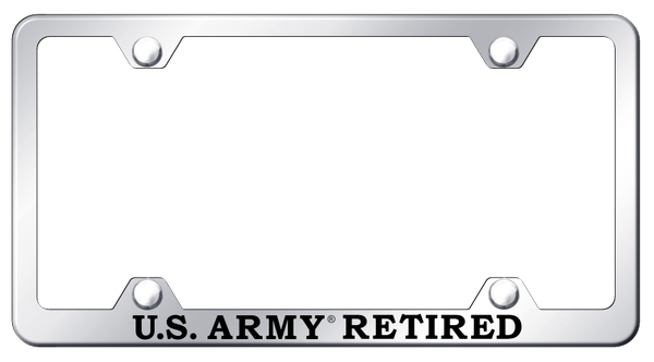 U.S. Army Retired Steel Wide Body Frame - Etched Mirrored License Plate Frame - LFW.ARMYR.EC