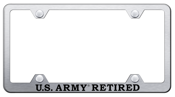 U.S. Army Retired Steel Wide Body Frame - Etched Brushed License Plate Frame - LFW.ARMYR.ES