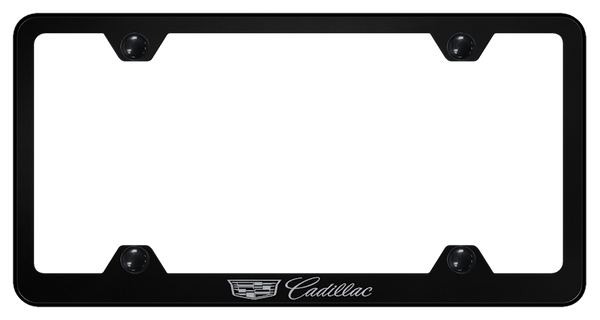 Cadillac Cadillac 2014 Steel Wide Body Frame - Laser Etched Black License Plate Frame - LFW.CAD3.EB