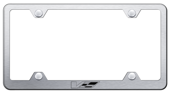 Cadillac Cadillac V Logo Steel Wide Body Frame - Laser Etched Brushed License Plate Frame - LFW.CADV.ES