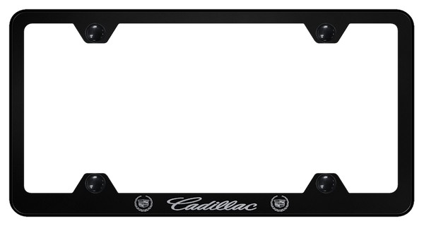 Cadillac Cadillac Steel Wide Body Frame - Laser Etched Black License Plate Frame - LFW.CAD.EB