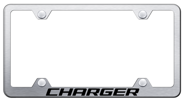 Dodge Charger Steel Wide Body Frame - Laser Etched Brushed License Plate Frame - LFW.CHG.ES