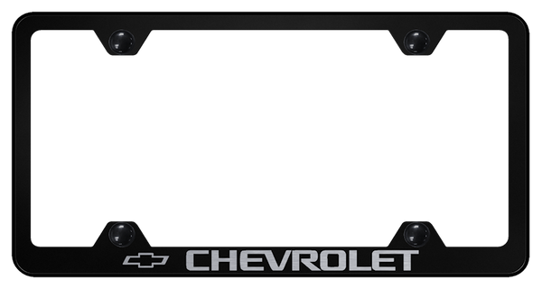 Chevrolet Chevrolet Steel Wide Body Frame - Laser Etched Black License Plate Frame - LFW.CHV.EB